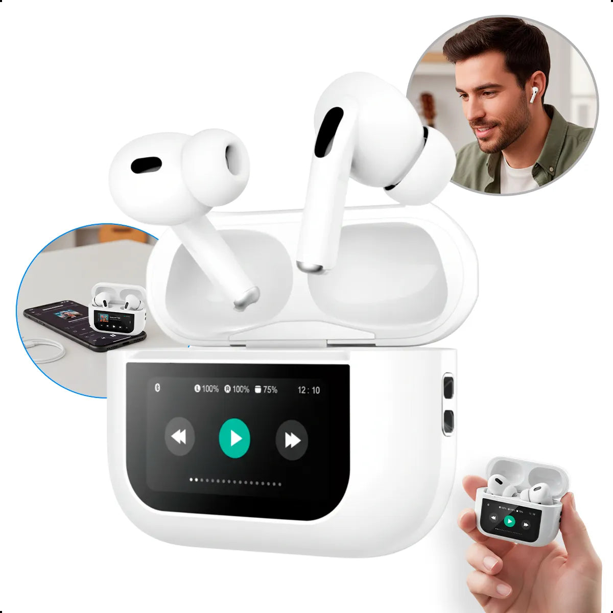 AirPods Pro 2 con Pantalla – Entrega Contra Reembolso en Colombia | ¡Tecnología Innovadora y Sonido Premium!